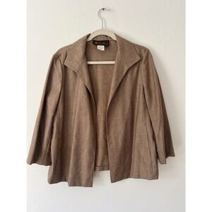 Loro Piana Cropped Blazer Cashmere Silk Open Front Brown